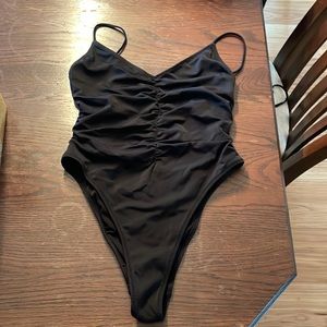 Pac Sun LA Hearts Black Rouched One Piece Swimsuit